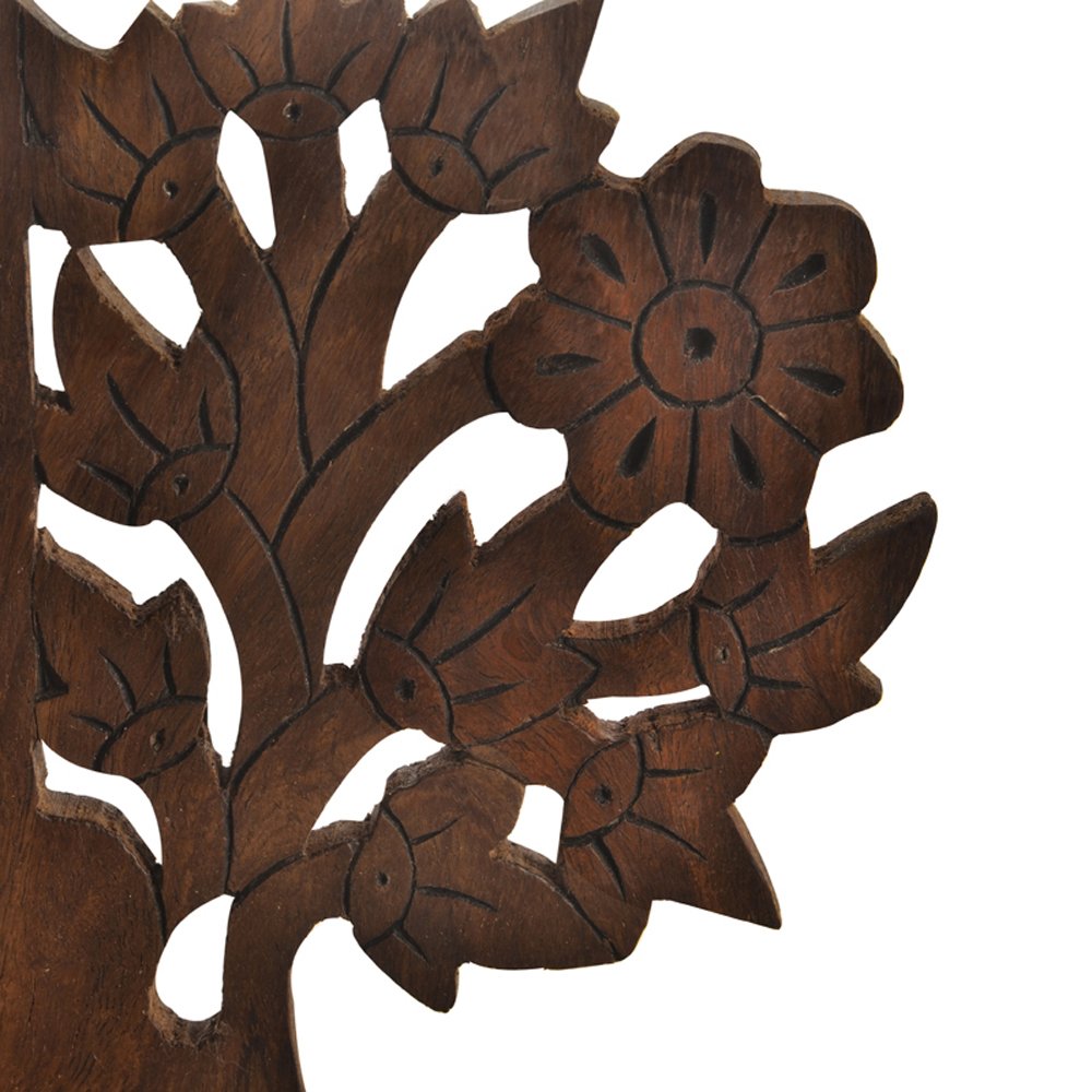 'Engraved Tree' Sheesham Wooden Bookends (11.9 cm x 11.2 cm x 16.0 cm, Brown)