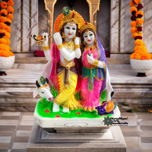 Radha Krishna with Cow Idol Statue