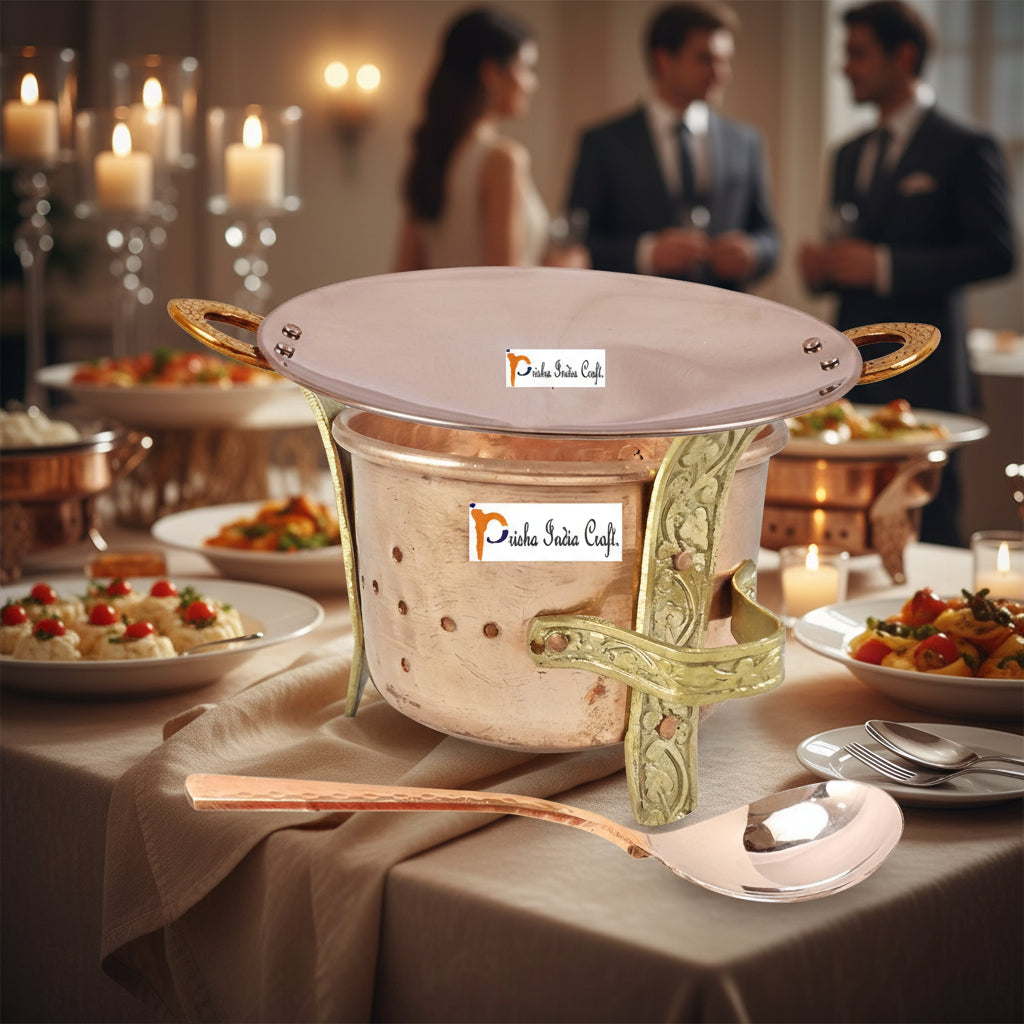 Copper Sigri Food Warmer Set with Tawa & Spoon-ArtyCraftz.com