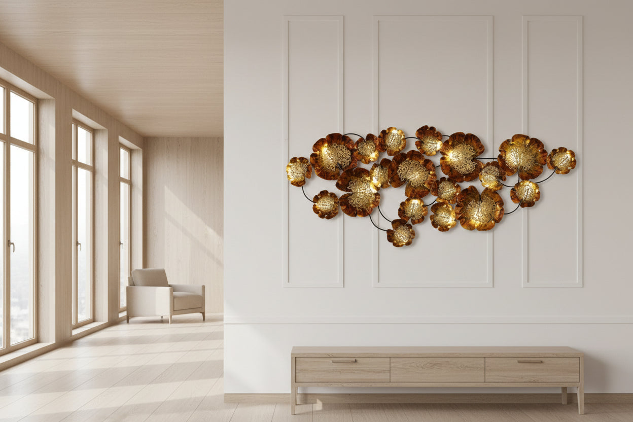 Large LED Metal Floral Wall Art-ArtyCraftz.com