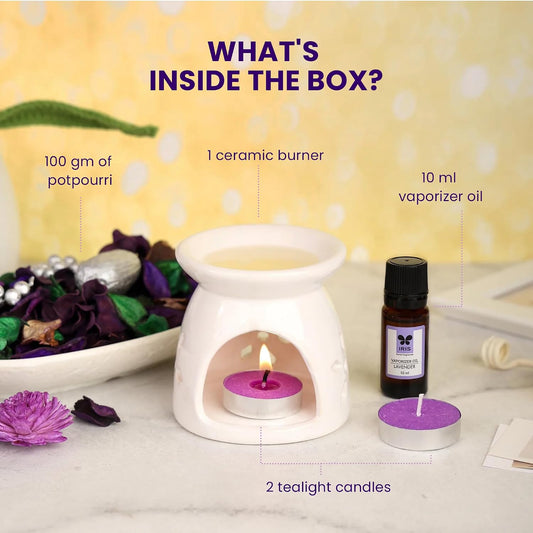 Lavender Potpourri Aroma Vaporizer Gift Set with Tealights