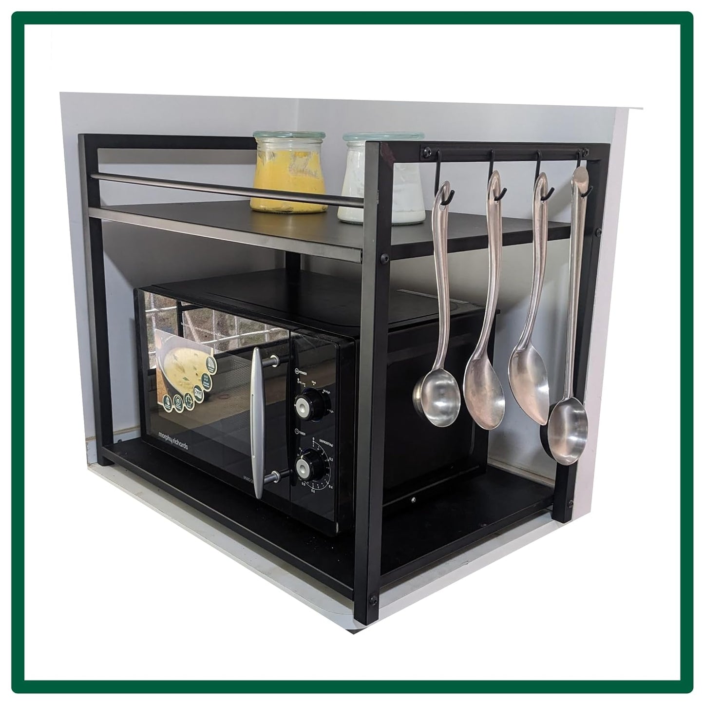 2-Tier Microwave Stand for Kitchen Metal Countertop-ArtyCraftz.com