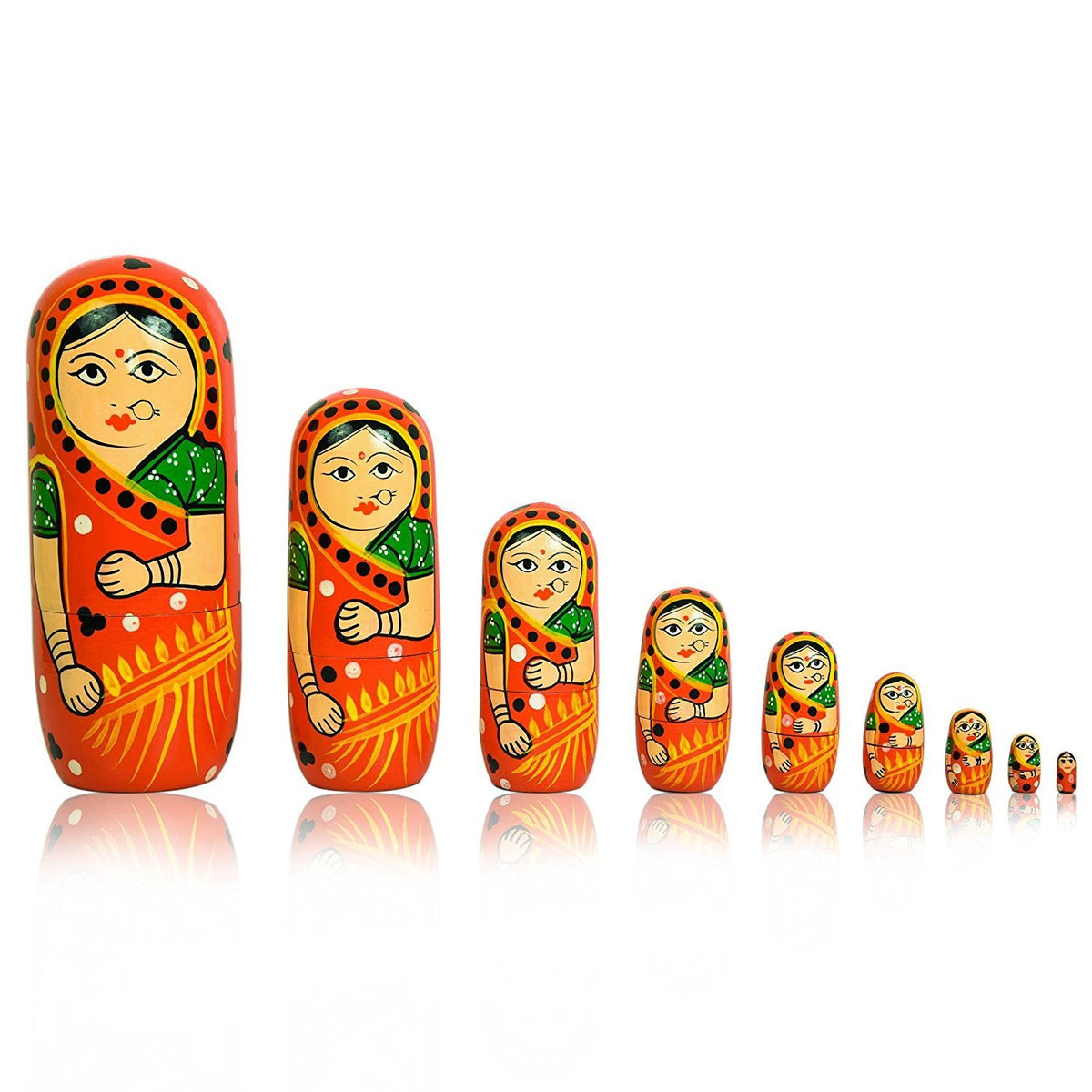 Wooden Nesting Dolls Set of 5-Handcrafted Traditional Decorative Dolls