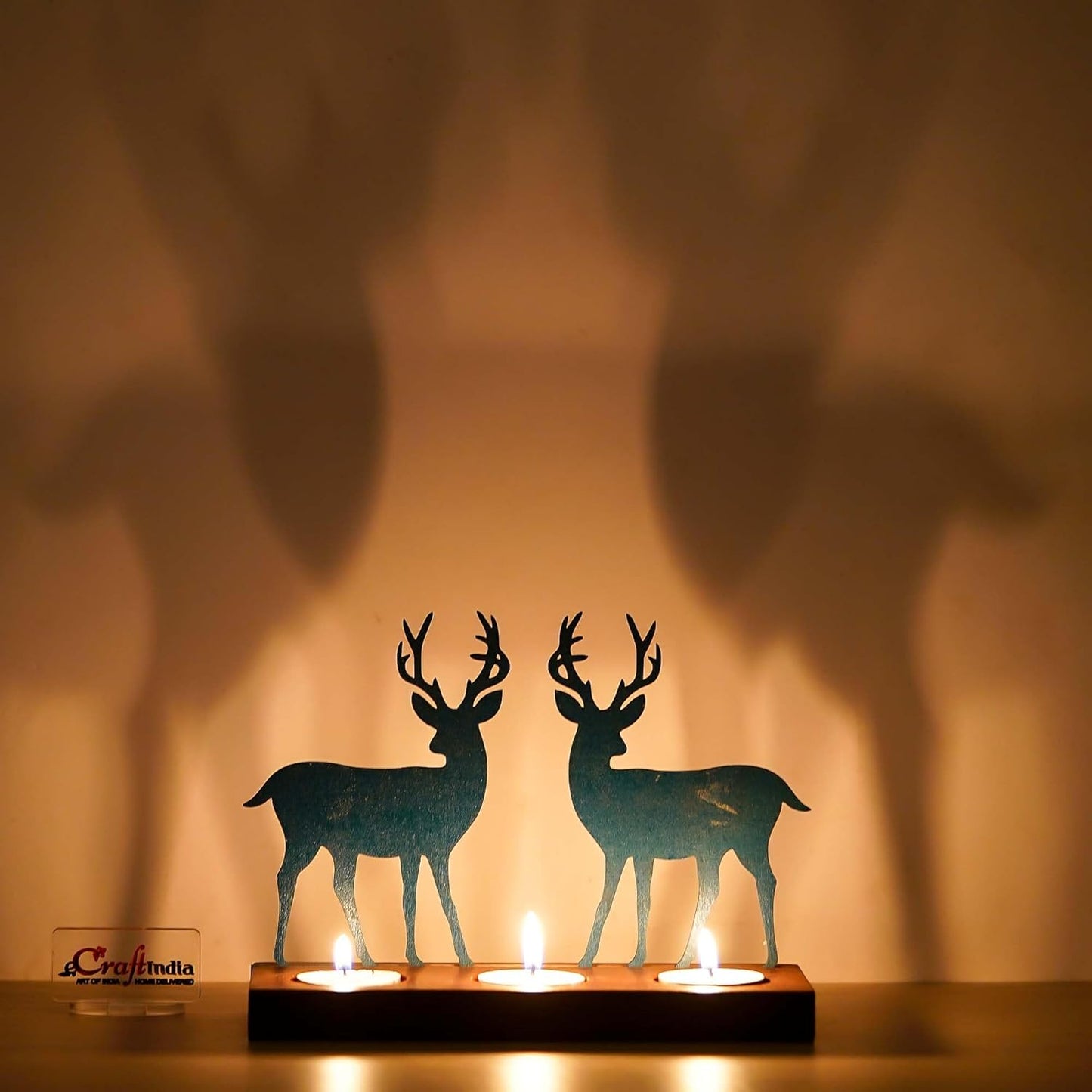 Reindeer Showpiece Decorative Tea Light Candle Holders with Dark Shadow