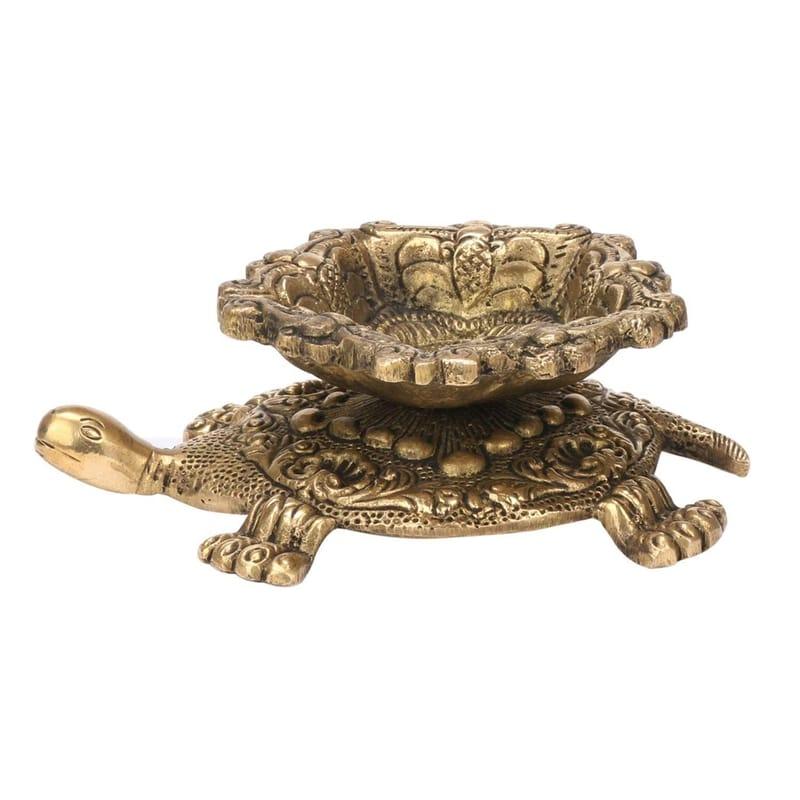 Brass Tortoise Diya Oil Lamp Vastu-ArtyCraftz.com