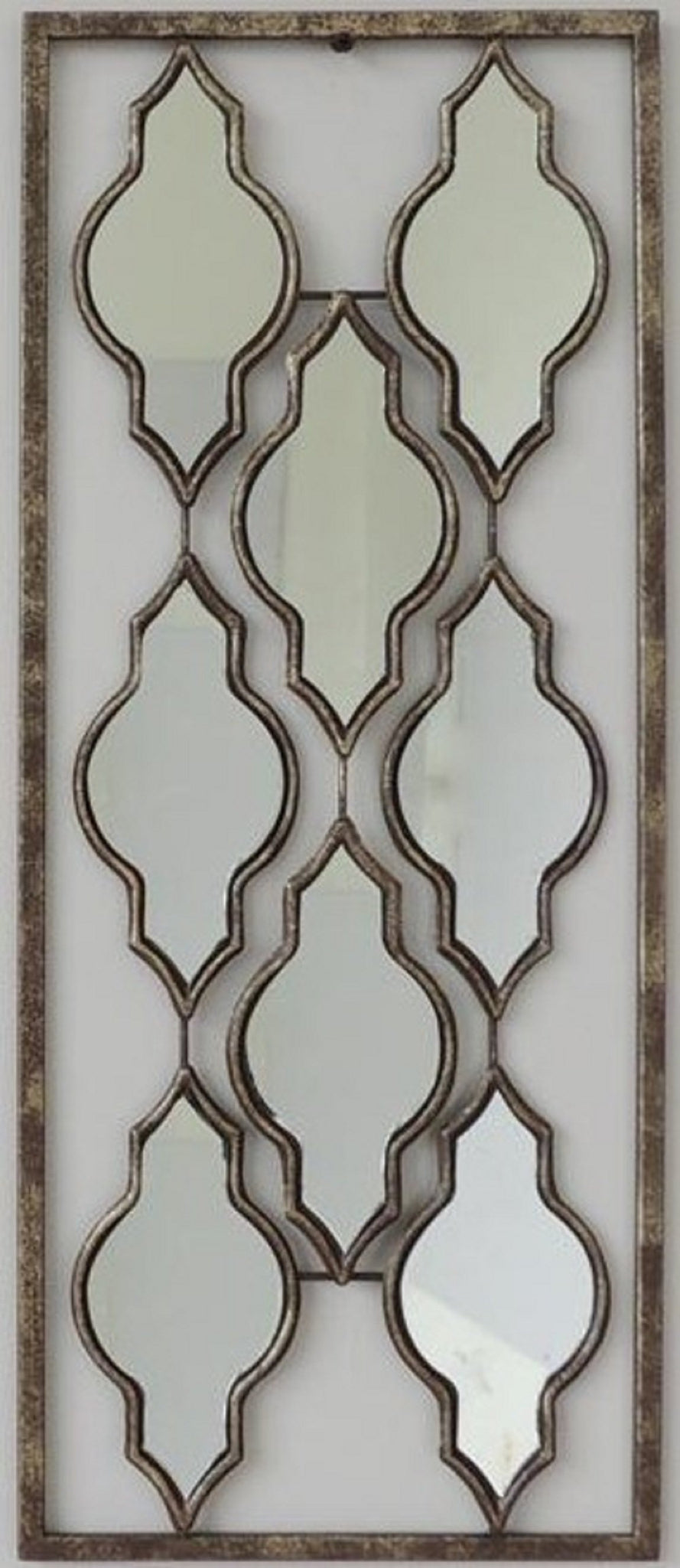 Moroccan Mirrors Metal Wall Decor with Frame 10"x24"