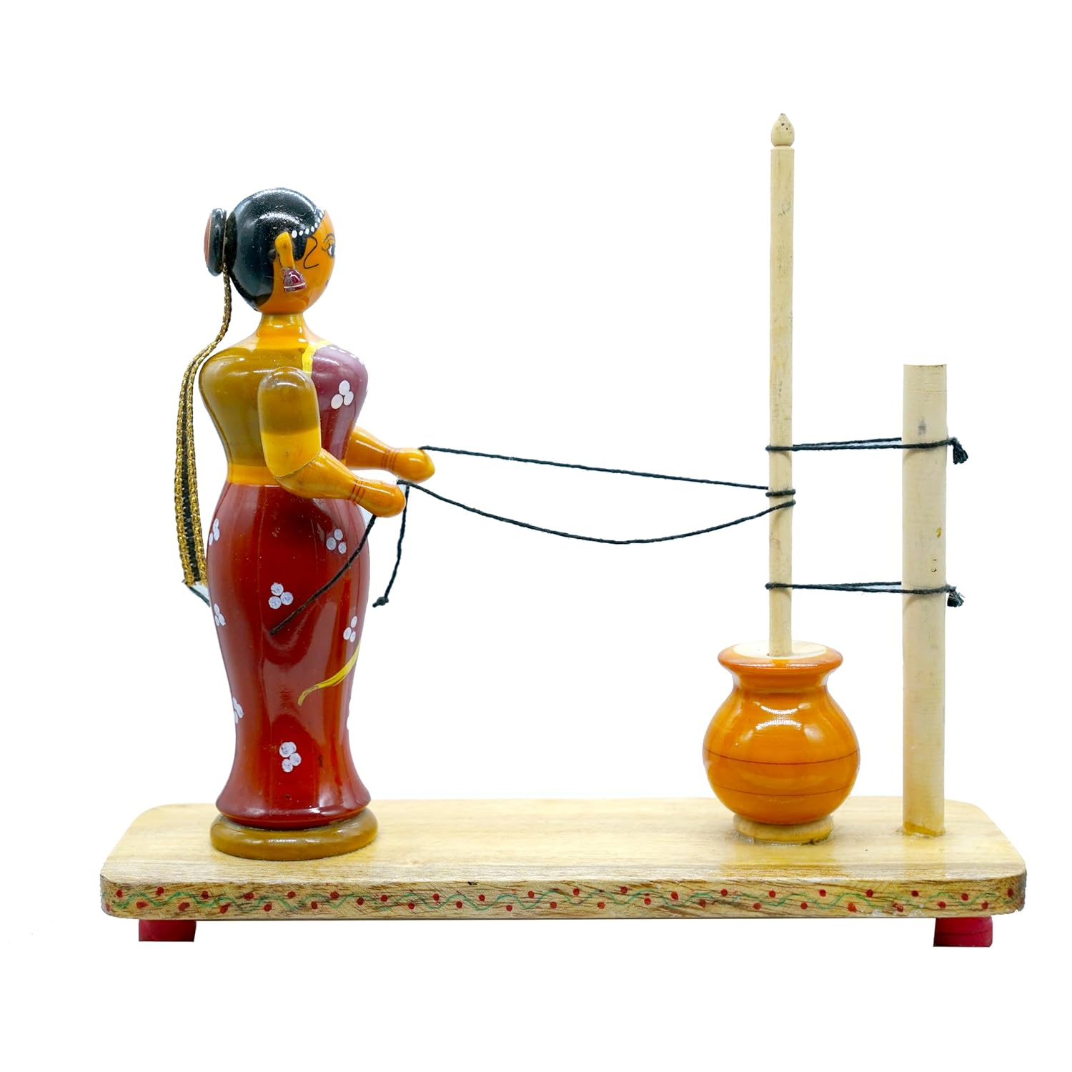 Kondapalli Handcrafted Woman Churning Butter Showpiece
