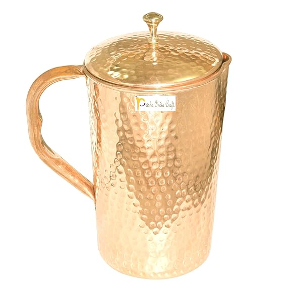 Pure Copper Jug Pitcher, Hammered Design, Capacity 1500 ML