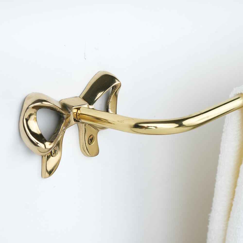 Brass Bow Towel Rod – Wall Mounted Bathroom Towel Bar