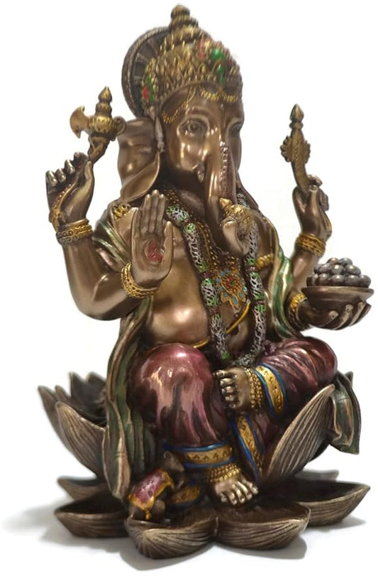 7 inches Bonded Bronze Gold Color Resin Ganesha Statue - ArtyCraftz.com