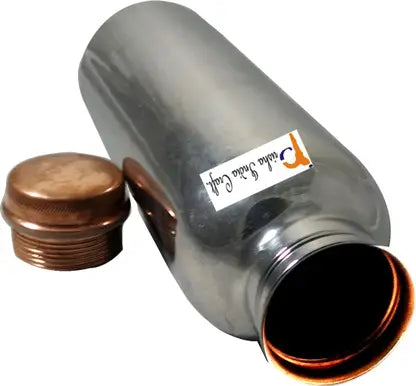 800 ML - Copper Water Bottle Outside Steel Inside Copper - Set of 1 - ArtyCraftz.com