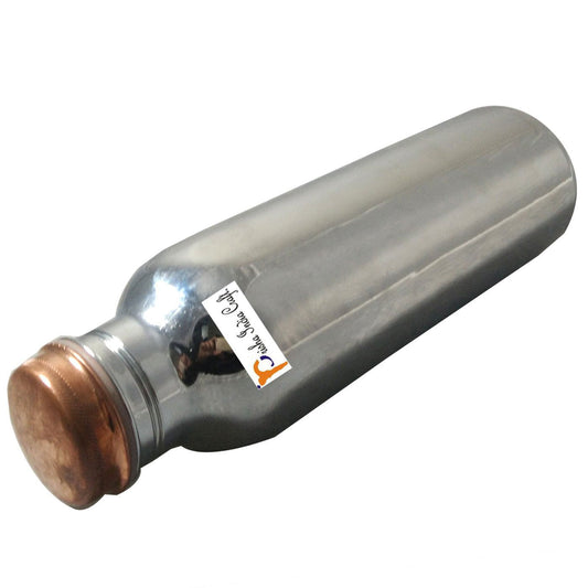 800 ML - Copper Water Bottle Outside Steel Inside Copper - Set of 1 - ArtyCraftz.com