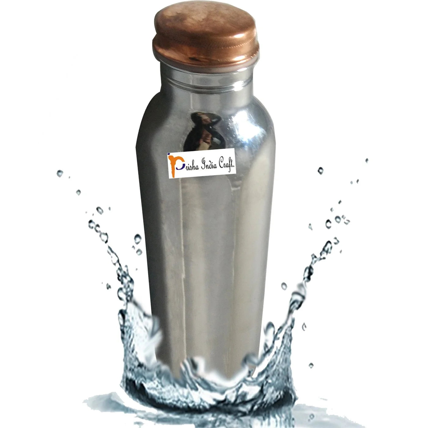 800 ML - Copper Water Bottle Outside Steel Inside Copper - Set of 1 - ArtyCraftz.com