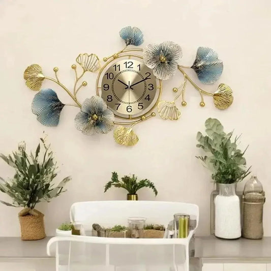 Elegant Floral Metal Wall Clock-ArtyCraftz.com