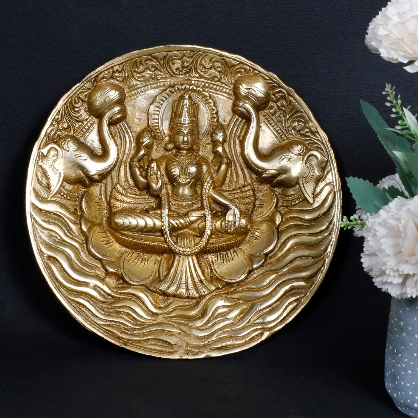 Brass Gaja Lakshmi Wall Hanging-ArtyCraftz.com