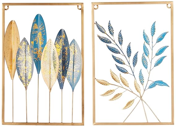 Handcrafted Metal Multicolor Decorative Leaf Wall Art