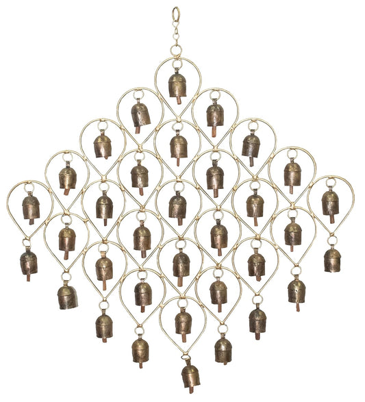Wrought Iron Copper-Zinc Coated Home Decor Chimes Cow Bell - Cluster