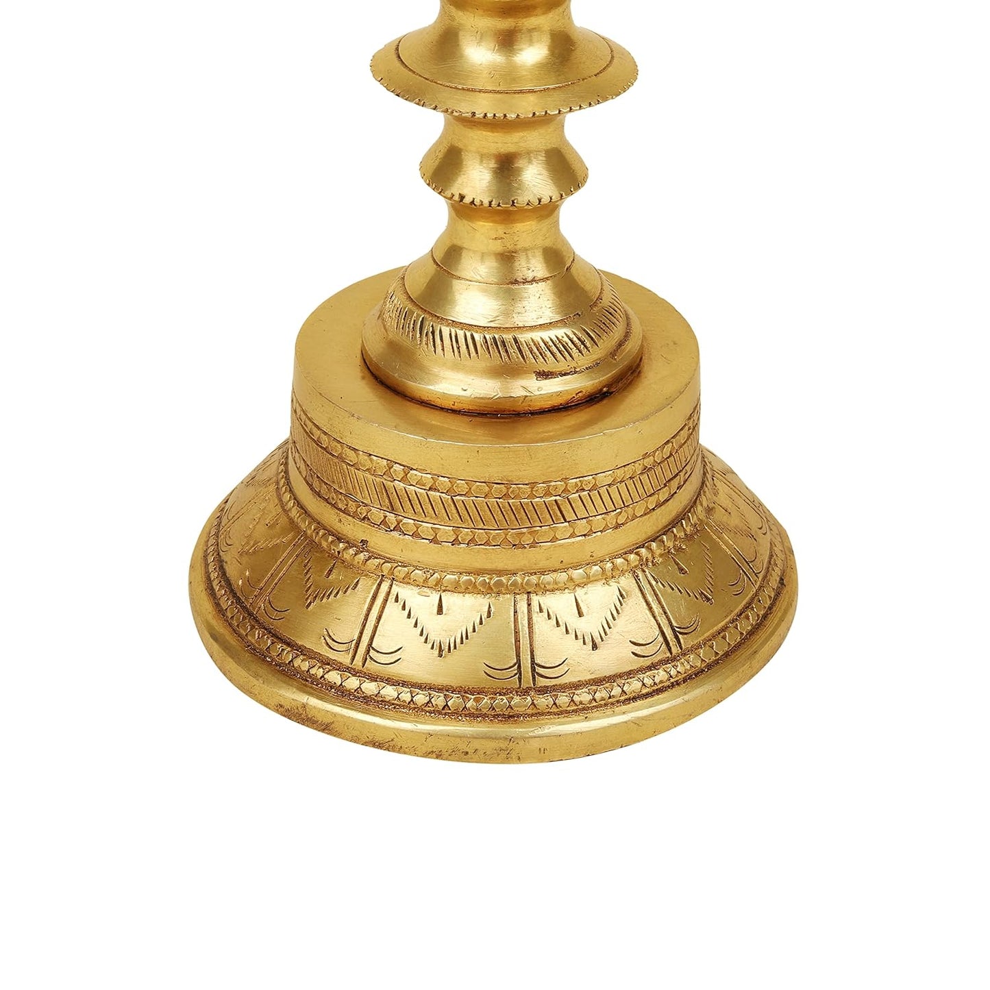 Brass Shankh Chakra Namah Diya – Traditional Temple Style Brass Lamp