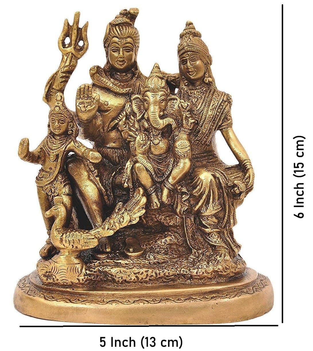 Brass Shiv Parivar Idol 6 Inch- ArtyCraftz.com