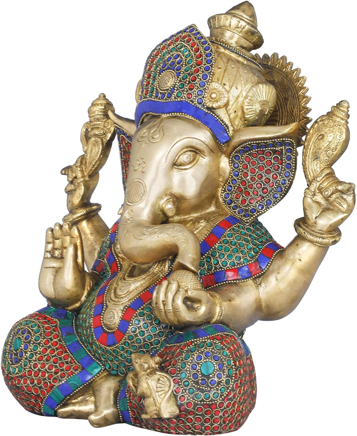 Brass Crowned Ganesha Statue