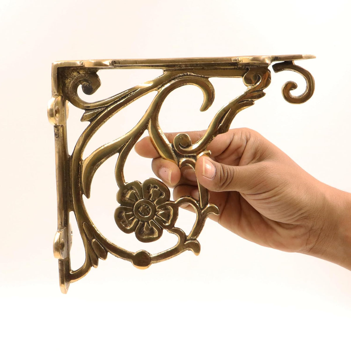 Brass Floral Corner Wall Bracket