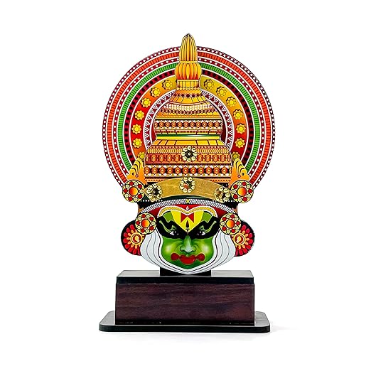 Handcrafted Wooden Kathakali Mask with Stand 12 Inches