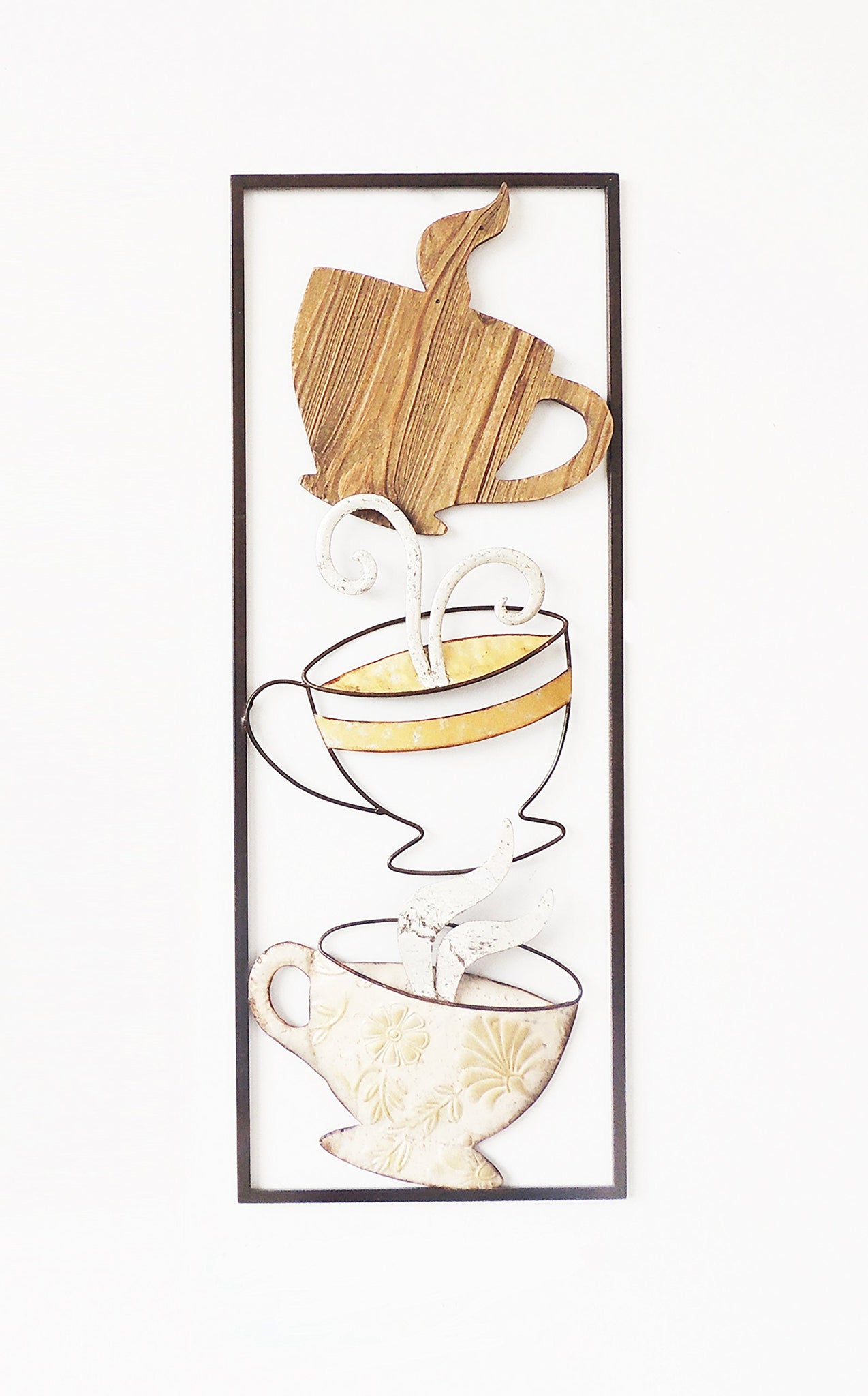 Coffee Cups Metal Wall Decor Frame