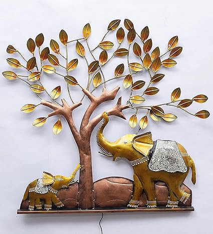 Handcrafted Metal Elephant and Tree Wall Art