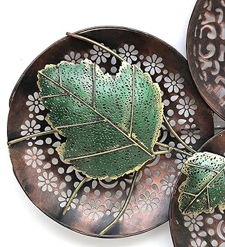 Handcrafted Metal Leaf Circle Led Wall Decor