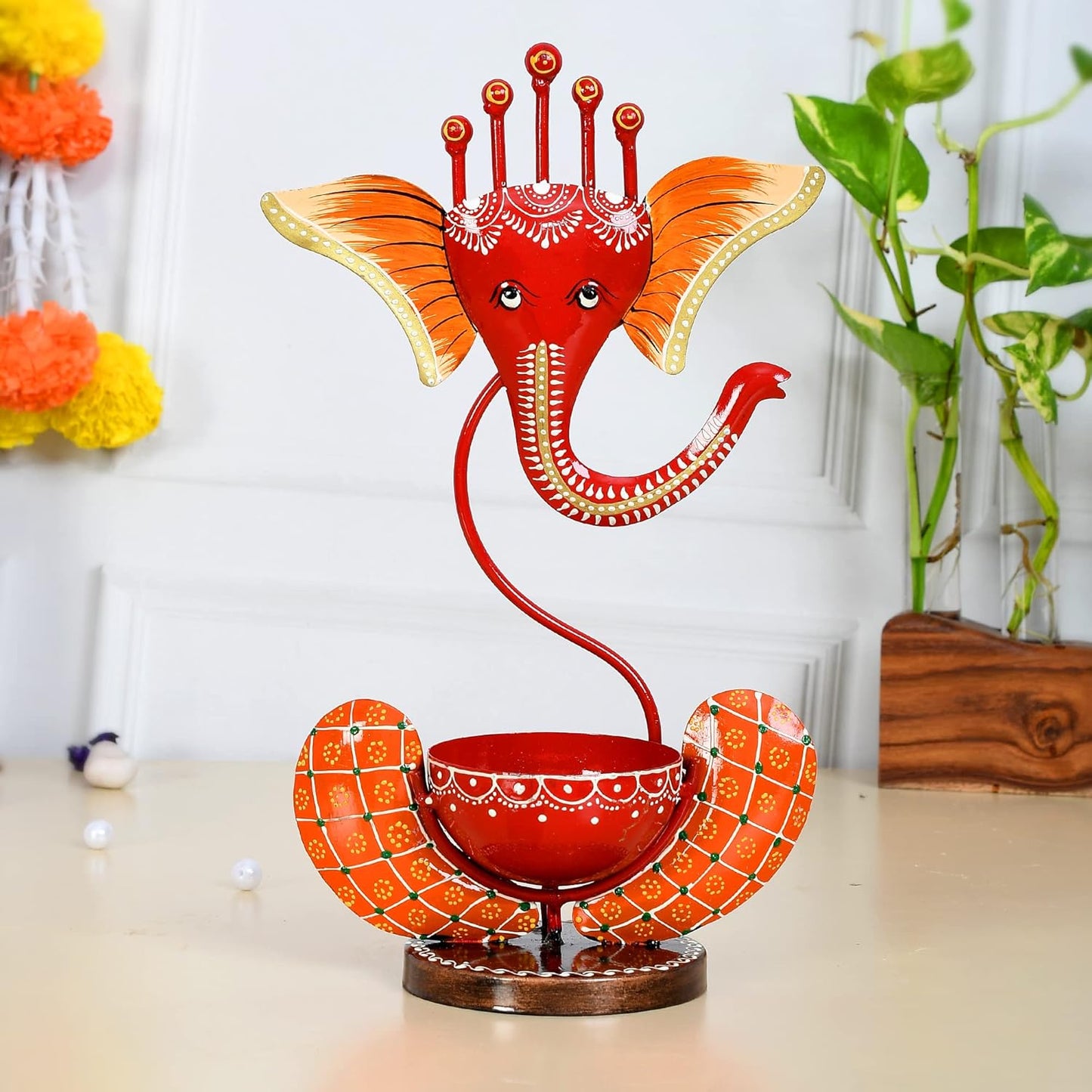 Handcrafted Iron Lord Ganesha T-Light Candle Holder