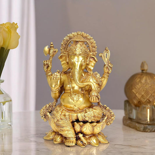 Brass Mangalkari Ganesha Statue