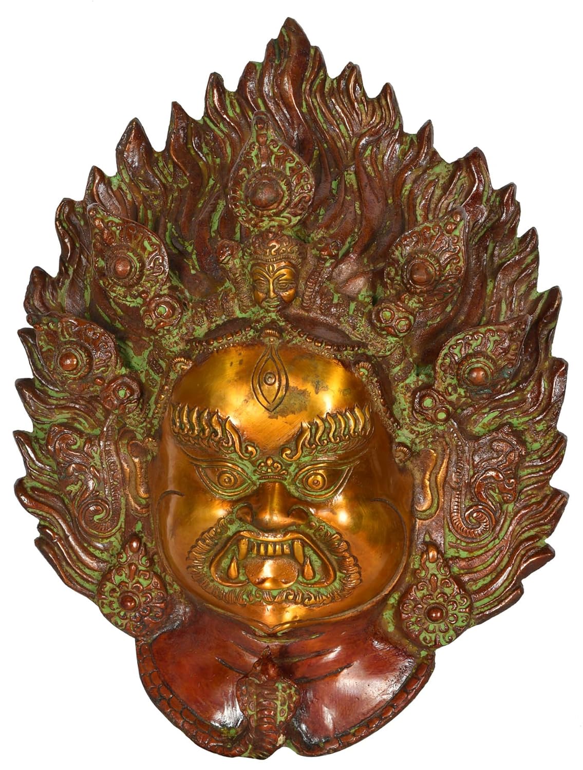 Brass Bhairav Inspired Decorative Wall Mask - ArtyCraftz.com