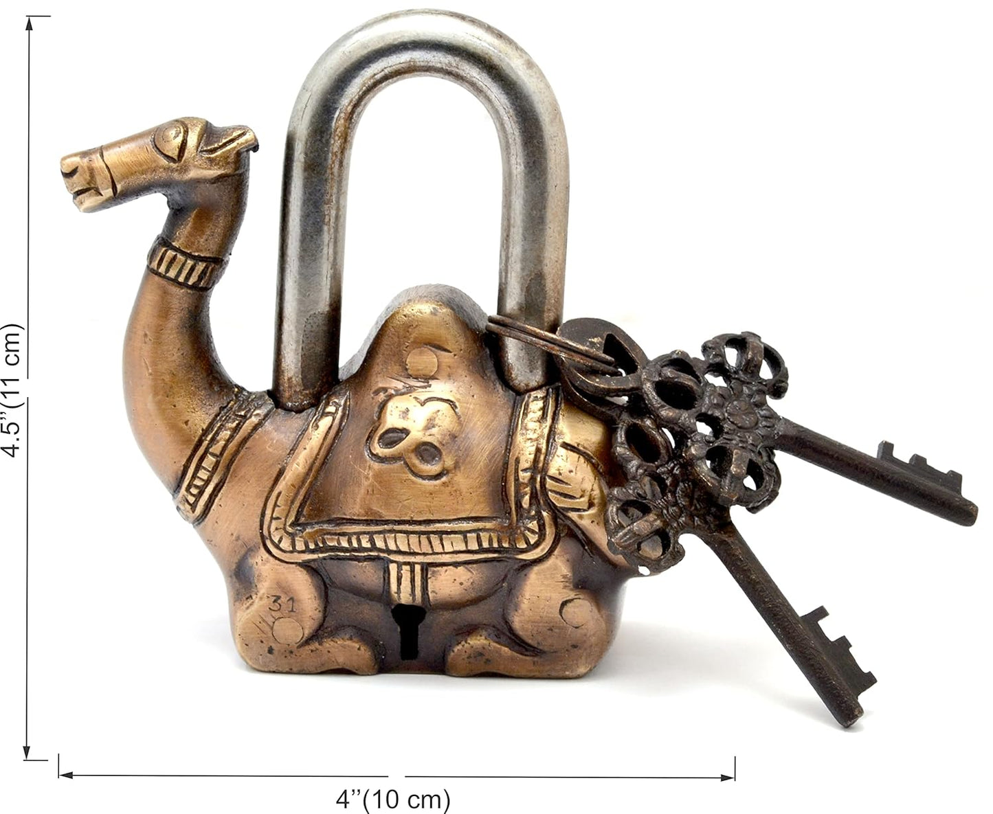 Brass Camel Lock Functional Padlock with Two Keys