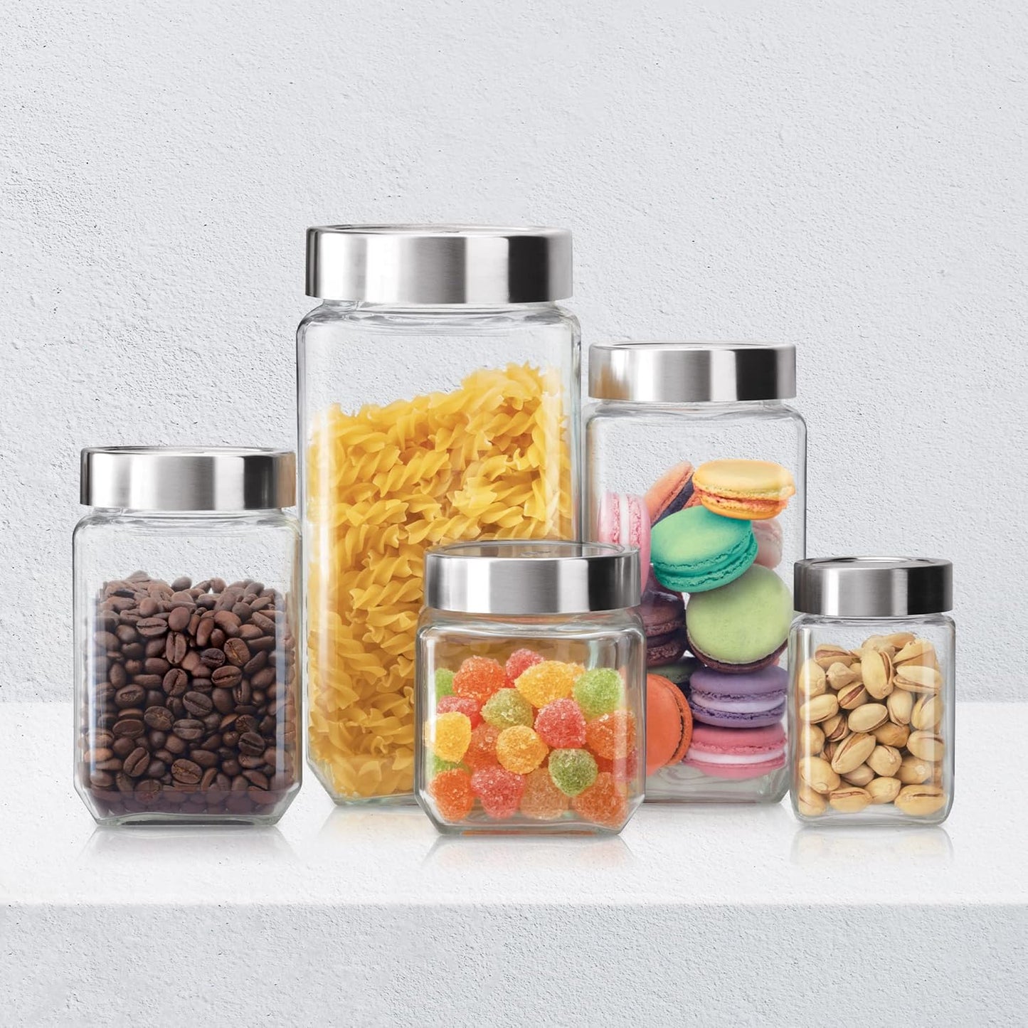 Treo By Milton Cube Storage Glass Jar, Set of 3, 180 ml Each, Transparent