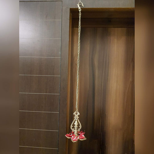 Traditional Brass Hanging Lamp with 5 Wicks-ArtyCraftz.com