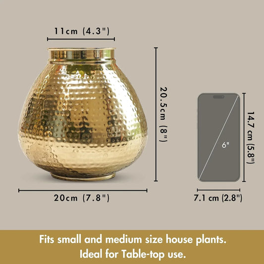 Gold decorative vase with dimensions