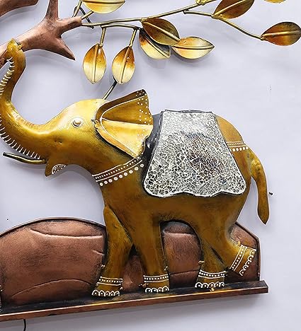 Handcrafted Metal Elephant and Tree Wall Art