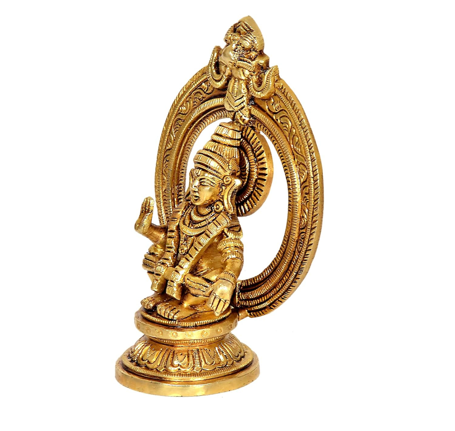 Brass Lord Ayyappa Idol with Prabhavali-ArtyCraftz.com