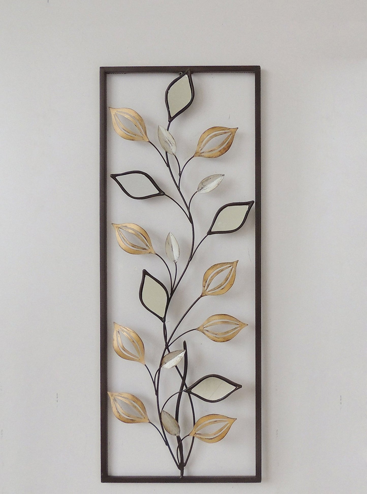 Leaves and Mirror Metal Wall Decor Frame