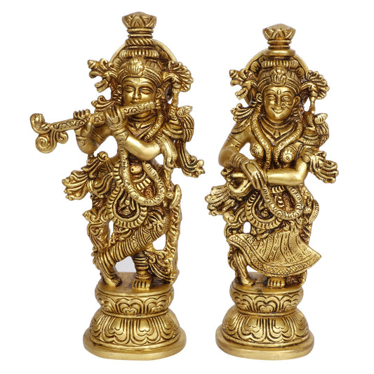 Brass Radha Krishna 9 Inches Statue