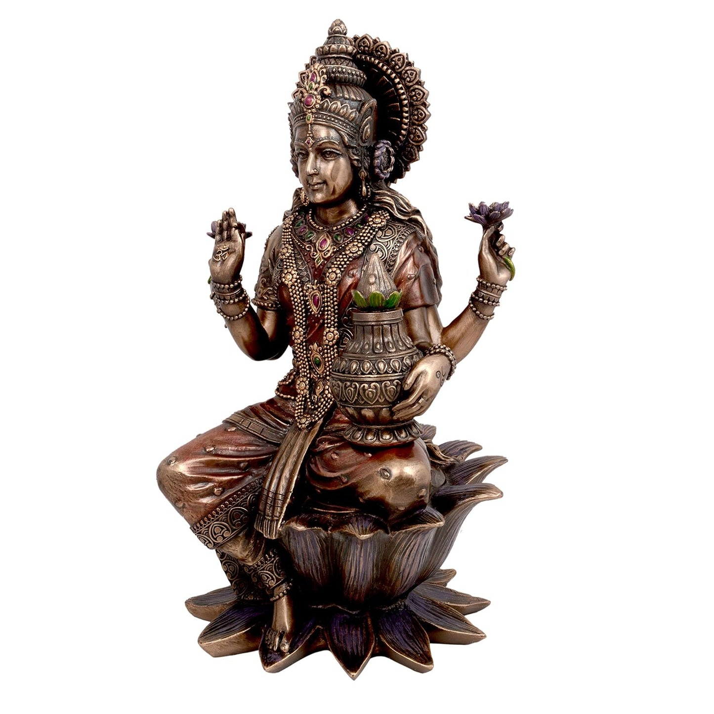 Polyresin Bonded Bronze Dhan Lakshmi on lotus Statue