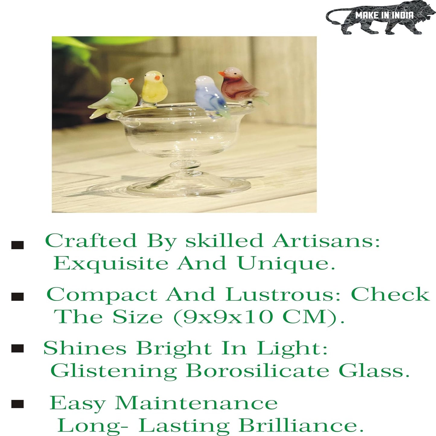 Handcrafted Glass Bird Bowl Showpiece-ArtyCraftz.com