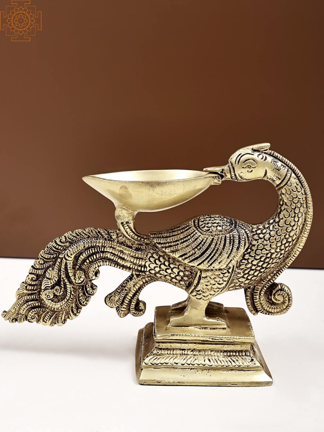 Brass Peacock Single Wick Oil Lamp