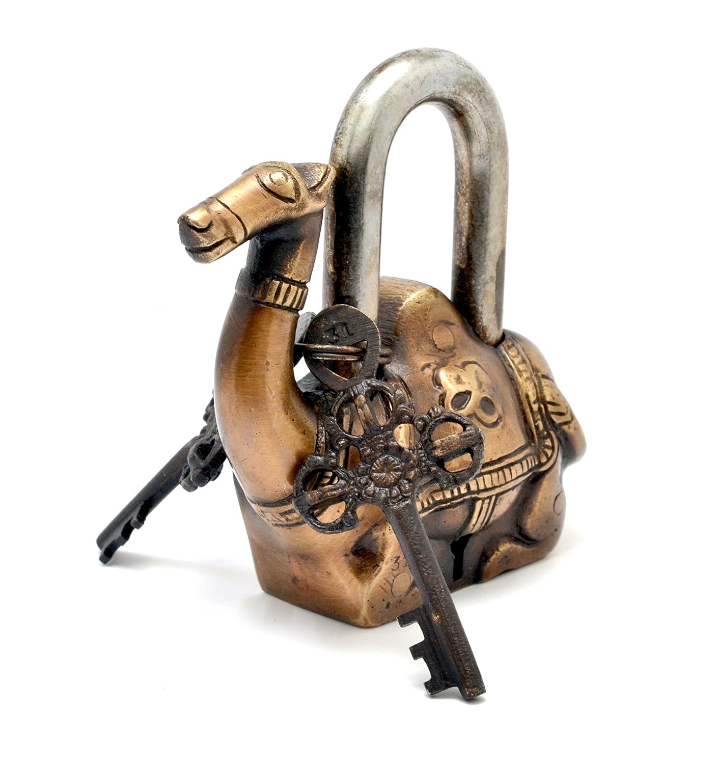 Brass Camel Lock Functional Padlock with Two Keys