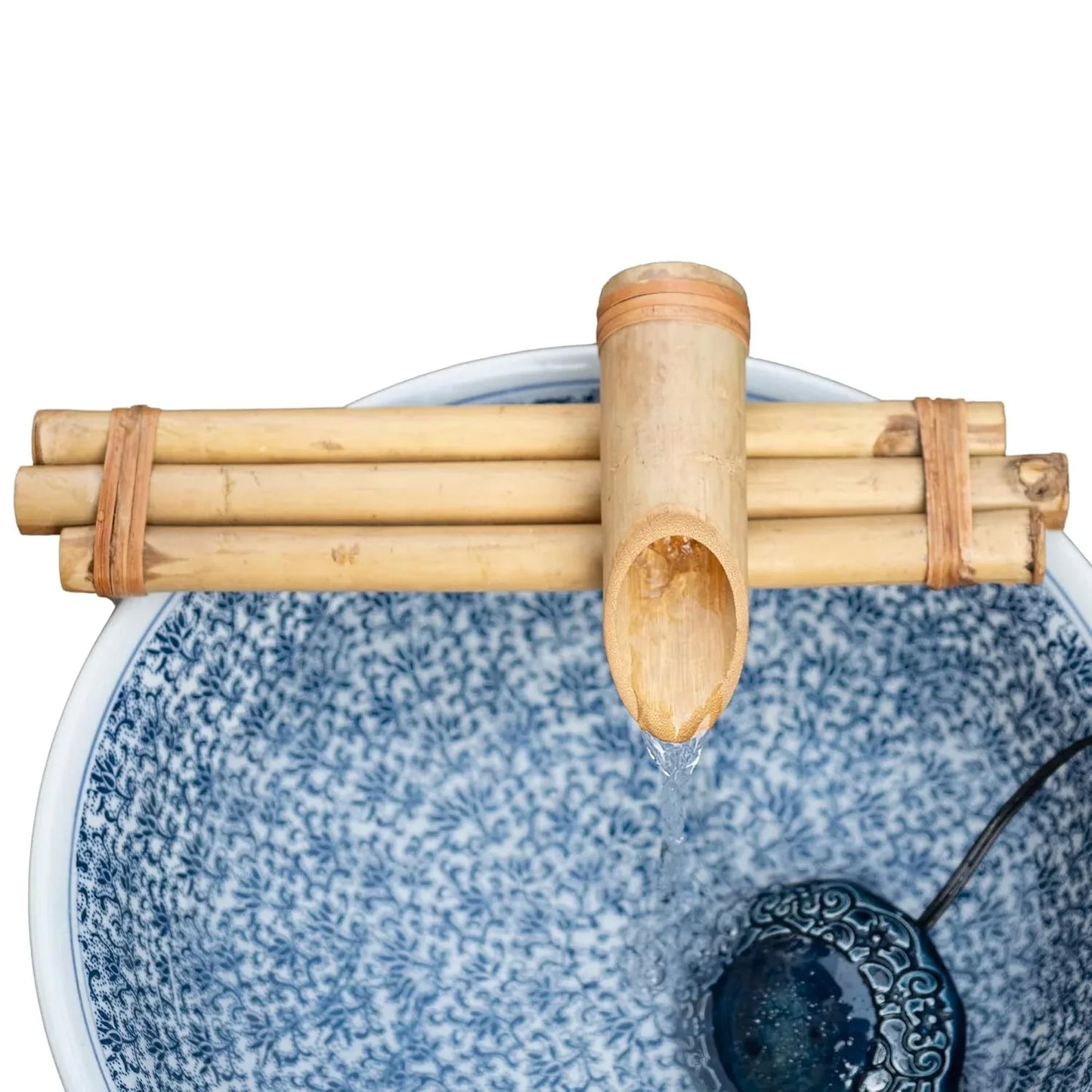 Bamboo Three Arm Water Spout & Pump Top View