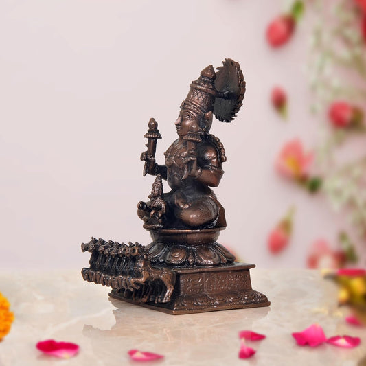 Copper Lord Surya Dev Rath with Seven Horse Idol Side View