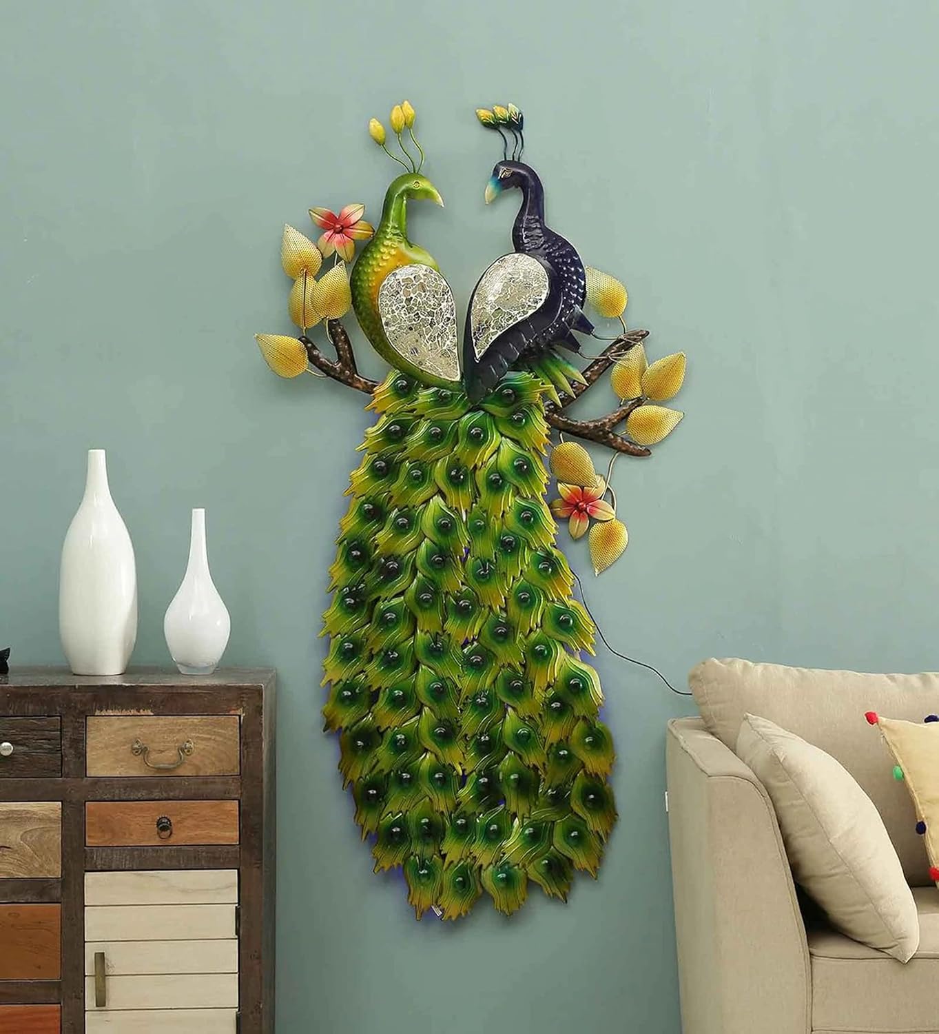 Metal Couple Peacock Wall Art