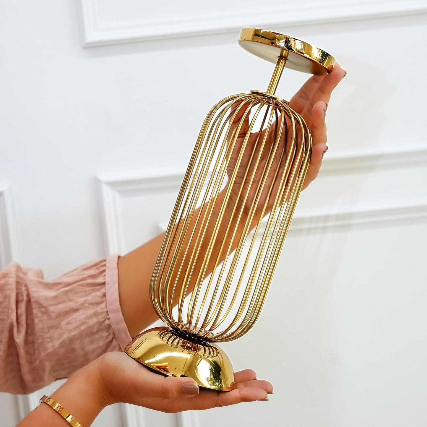 Decorative Metal Pillar Candle Holder Stand with Gold Finish