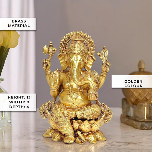 Brass Mangalkari Ganesha Statue
