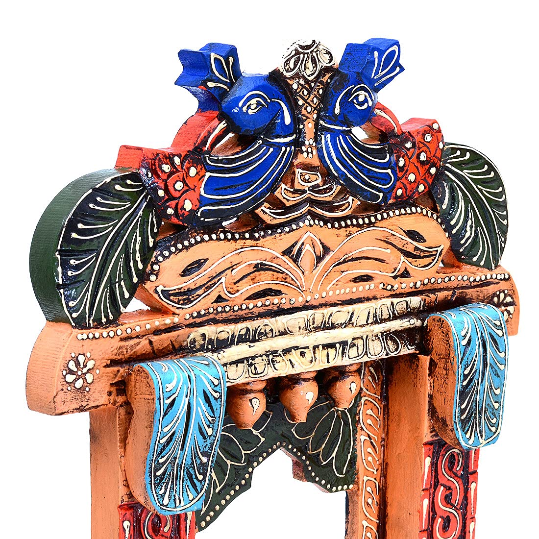 Wood Painted Multicolor Peacock Wall Hanging Jharokha